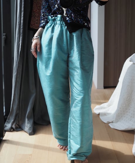 India silk curb pants -pepper mint-