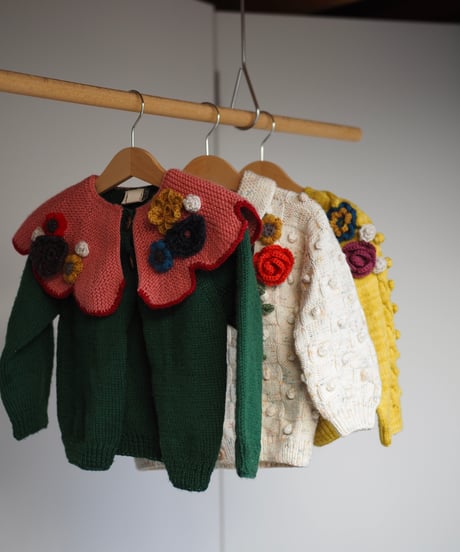 kids flower appliqué knit CREAM4y-5y