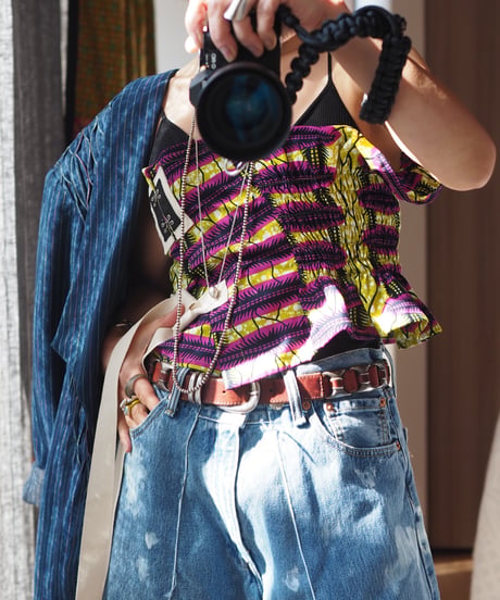 batik bustier -lime/purple-