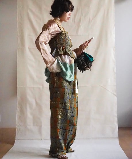 batik tuck pants -brown khaki-