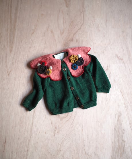 kids flower appliqué knit GRFEN4y-5y