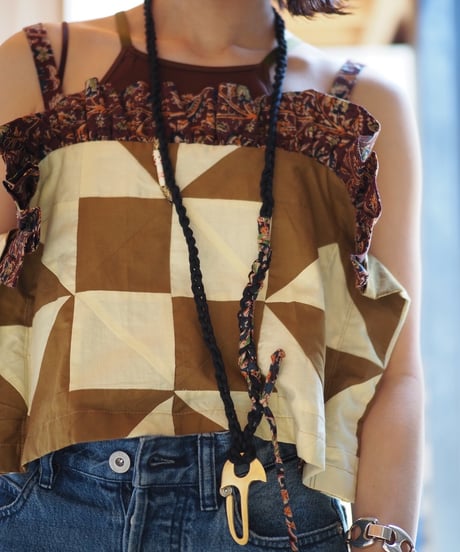 India patchwork quilt flill キャミソール -brown,black-