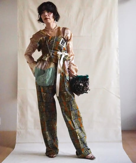 batik tuck pants -brown khaki-