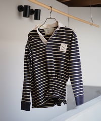 revive rugger shirring shirt -NAVY-