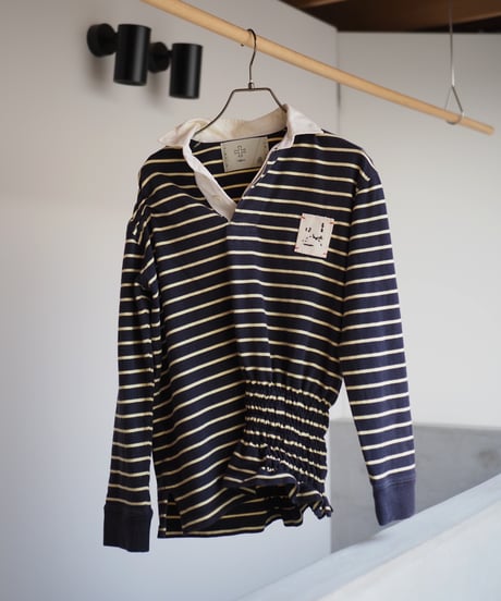 revive rugger shirring shirt -NAVY-