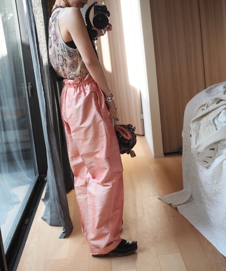 India silk pants -coral pink-