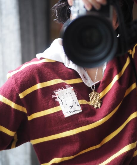 revive rugger shirring shirt -Bordeaux × Yellow-
