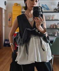157×Y.A.Acc lots of gathers blouse-BLACK-