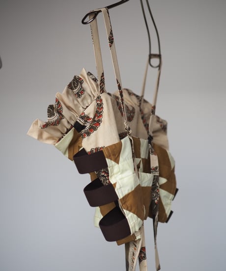 India patchwork flill キャミソール -brown,beige-