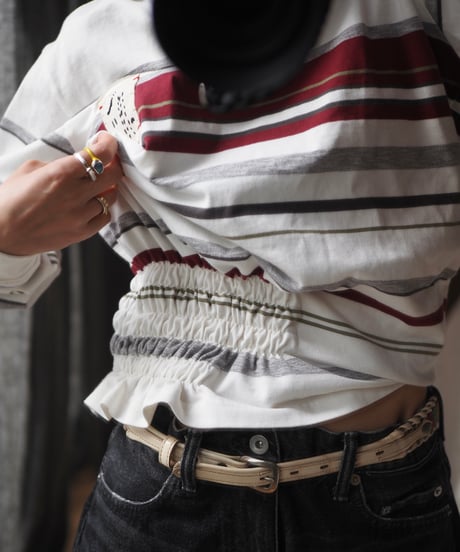 revive rugger shirring shirt -white-