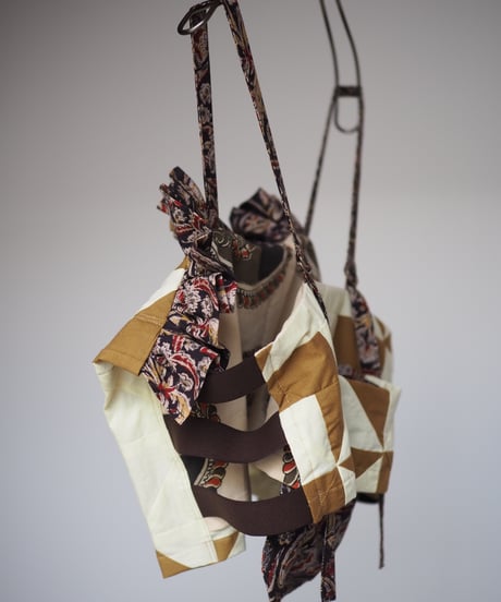 India patchwork quilt flill キャミソール -brown,black-