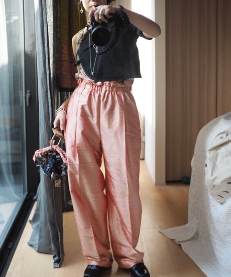 India silk pants -coral pink-