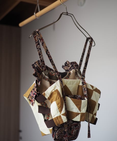 India patchwork quilt flill キャミソール -brown,black-