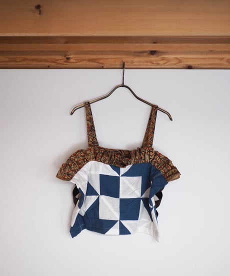 India patchwork flill キャミソール -blue,terracotta-