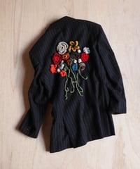 flower appliqué gentle JK NAVY STRIPE