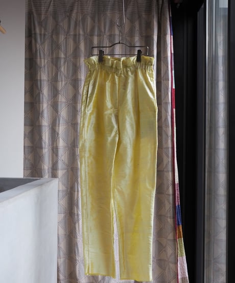 India silk curb pants -タマゴイエロー-