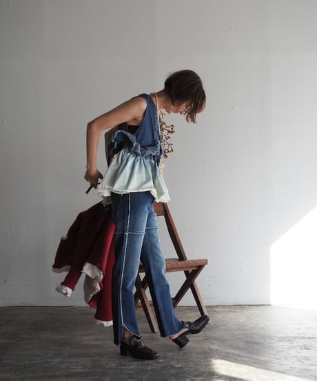 157×Y.A.Acc lots of gathers blouse-INDIGO-