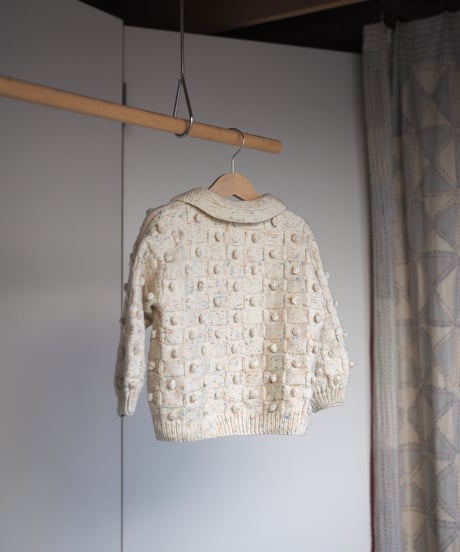 kids flower appliqué knit CREAM4y-5y