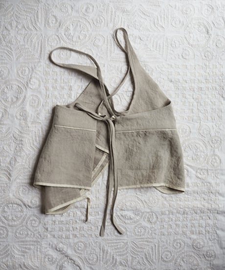 washed linen vest -sand-