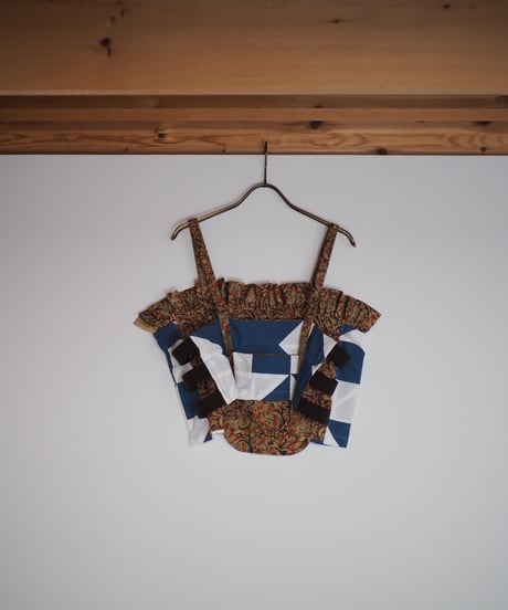 India patchwork flill キャミソール -blue,terracotta-