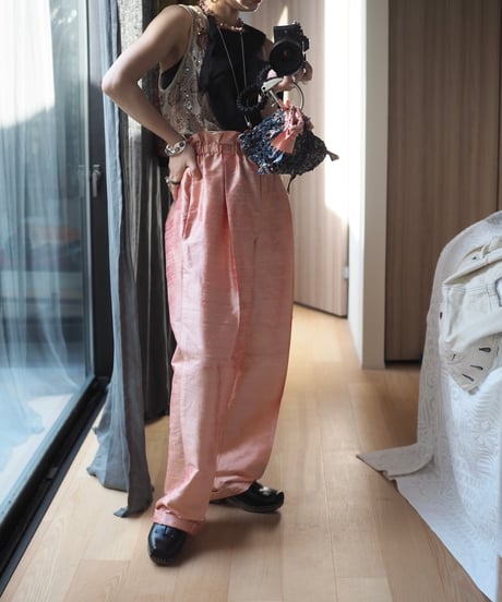 India silk pants -coral pink-