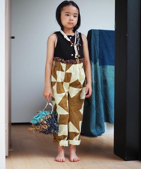 India patchwork  pants KIDS -blue-