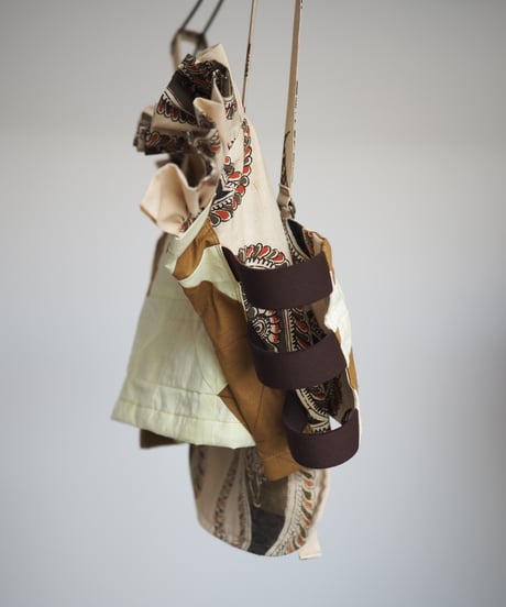 India patchwork flill キャミソール -brown,beige-