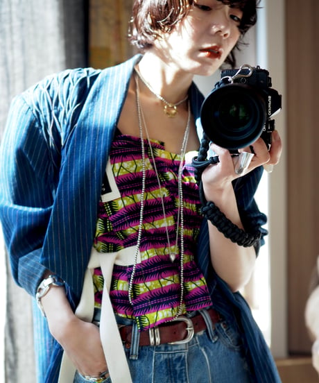 batik bustier -lime/purple-