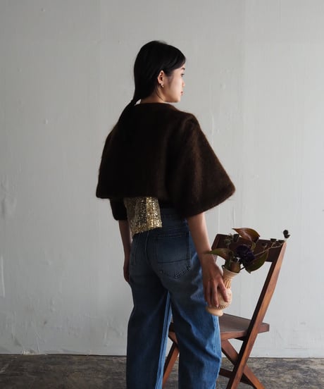 mohair tuck shoulder JK -brown-