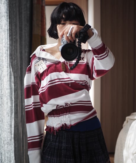 revive rugger shirring shirt -Bordeaux-