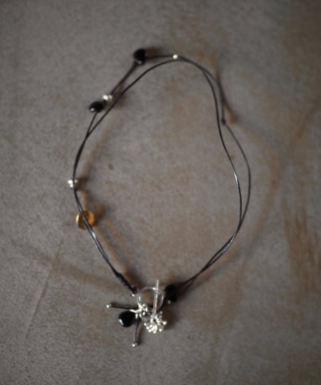 onyx leather 2ways necklace
