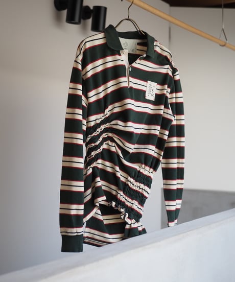 revive rugger shirring shirt -GREEN-
