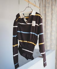 revive rugger shirring shirt -brown-