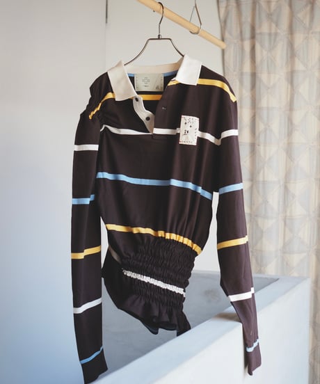 revive rugger shirring shirt -brown-