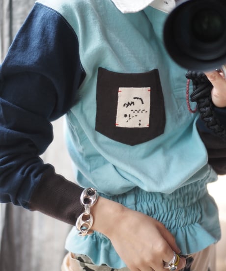 revive rugger shirring shirt -mint blue-