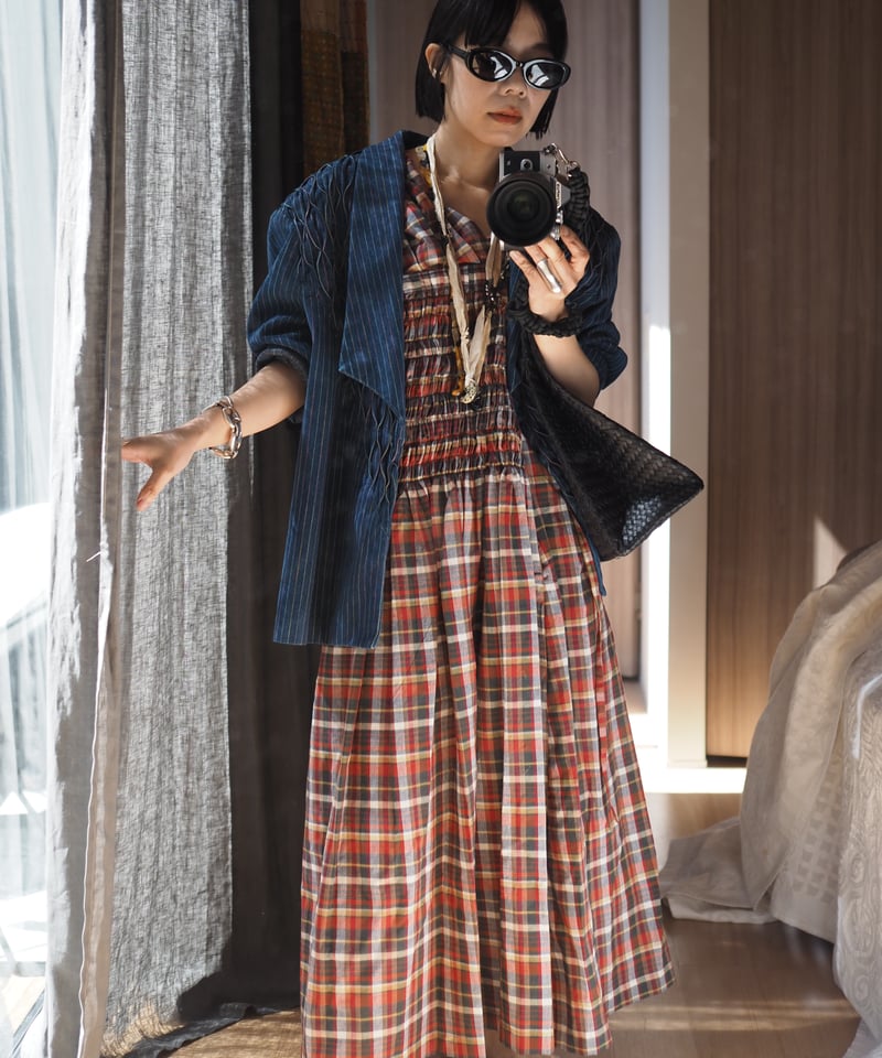 madras check 2way dress -red- | Y.A.Acc