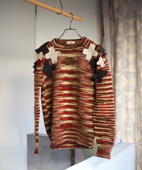 TOU appliqué knit MIX RED