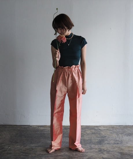 India silk pants -coral pink-