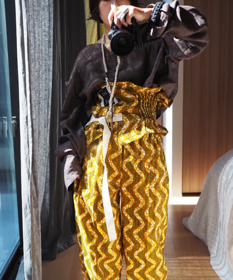 batik tuck pants -mustard-