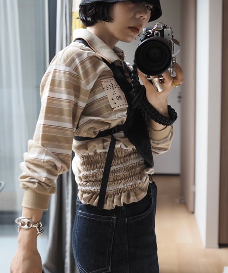 revive rugger shirring shirt -sand beige-