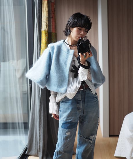 mohair tuck shoulder JK -pale blue-