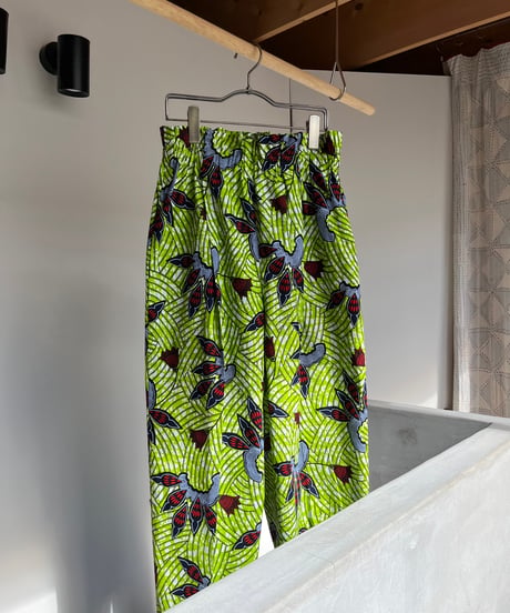 batik tuck pants -green-