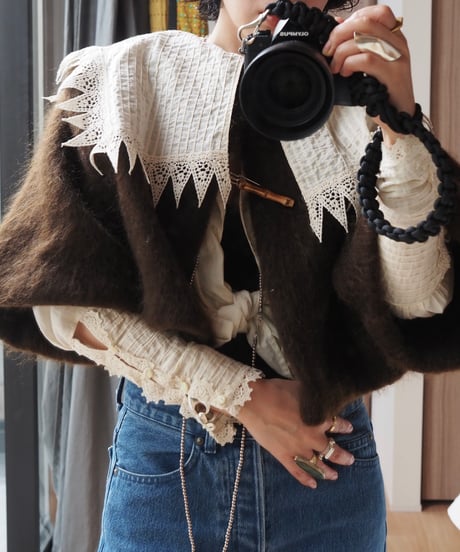 mohair tuck shoulder JK -brown-