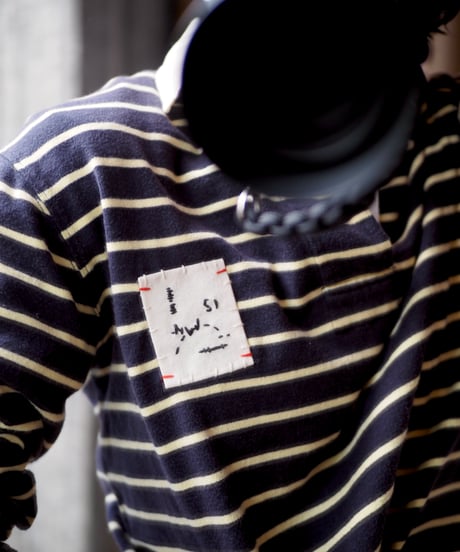 revive rugger shirring shirt -NAVY-