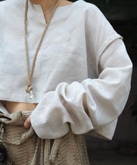 linen short pullover -ivory-