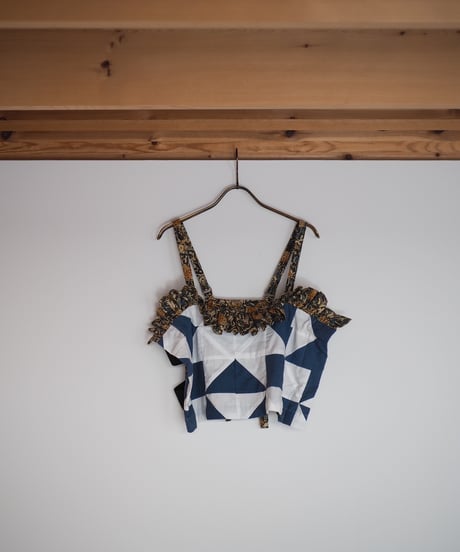 India patchwork flill キャミソール -blue,black-