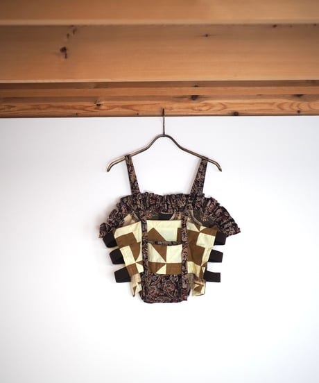 India patchwork quilt flill キャミソール -brown,black-