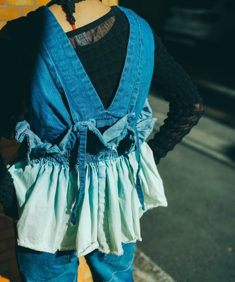 157×Y.A.Acc lots of gathers blouse-INDIGO-