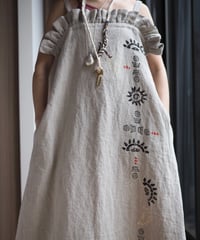 washed linen block print dress
