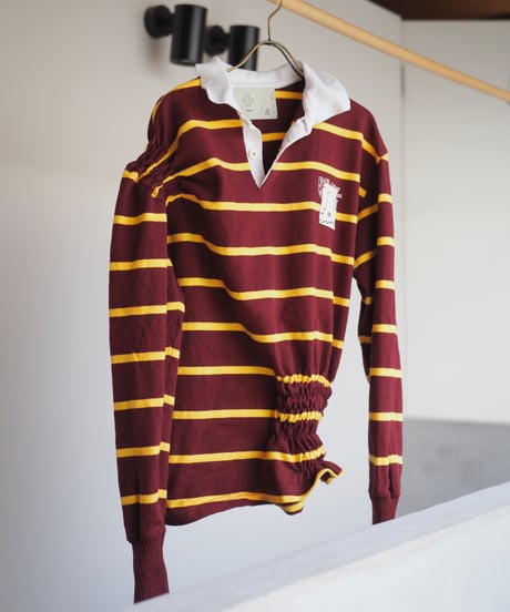 revive rugger shirring shirt -Bordeaux × Yellow-